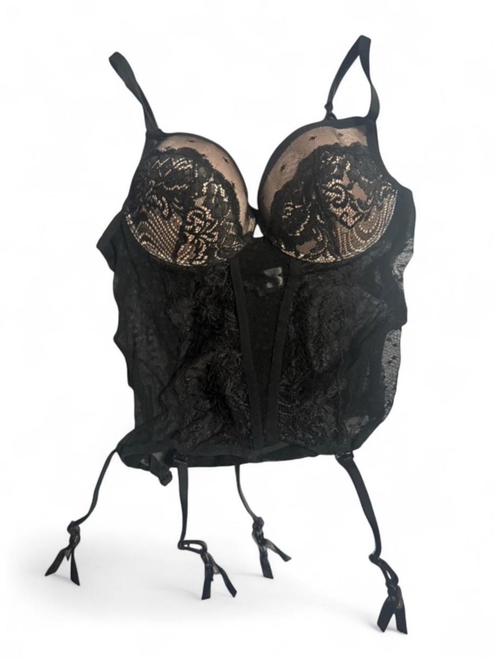 Fredrick’s of HollywoodBlack Lace Bustier with Garters - Women's Intimates